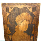 Antique Art Nouveau Pyrography Flemish Art Burnt Wood Plaque