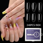 240x Long Ballerina Coffin Full Cover Artificial False Nail Tips Press On Nails   