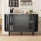 Fluted Sideboard Buffet Cabinet With 3 Drawers  Modern Credenza Wooden