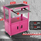 Pink 22 -42  Height Adjustable 2-layer Media Rolling Av Cart W  Power Strip