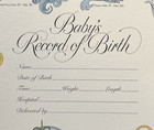 Ayerst Laboratories Baby Record Of Birth Certificate Zodiac Pattern  open Stock 