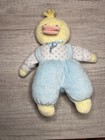 Vintage Eden Yellow Duck Pastel Blue Overalls Polka Dots Terry Cloth Baby Plush