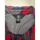 Volcom Flannel Button Up Shirt Boys L 12y Red Navy Blue Excellent Plaid C0531804