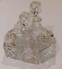 Cut Crystal Glass Cruet Condiment Set 5 Piece Victorian Antique Abp