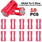 10pcs 4aaa To C Size Parallel Battery Convertor Adapter Holder Cases Box Red Ngf