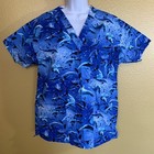 Peaches unisex Short Sleeve V Neck Pull Over Sz Xs Dolphins New W tag Pockets