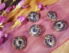 Victorian Metal Enamel Buttons Matching Set 6 Antique Fashion Jewelry Champleve