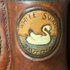Vintage 1980   s Handmade Leather Jack Tankard Artist Signed White Swan Tavern 