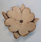 Vintage Unglazed Bisque Pottery Pressed Dogwood 4 Petal Flower Trinket Dish