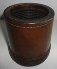 Vintage Leather Stitched Ribbed Dice Shaker Cup