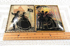 2 Vintage Silhouette Paintings On Convex Glass 4    X 5    Man   Woman