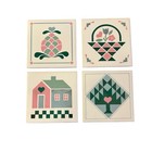 Vintage Decorative Ceramic Trivets Lot 4 5    Stand  Hang Quilt Design New In Box