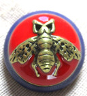 Wonderful New Brass Bee Button Red   Blue Enamel -- 7 8th Inch 22mm
