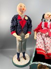 Primitive Folk Art Snowman Couple Pair Figurine Dolls W  Sleigh Signed T  Baker