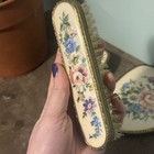 True Vintage Embroidered Hairbrush Hand  Mirror Brush Set Cottage Core Whimsy