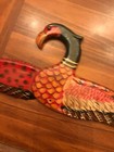 Vintage Hand Carved And Painted Wooden Bird Shaped Hanger