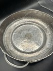 Vintage Hammered Metal Bowl W handles Scalloped Edges