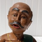 Wooden Indian Statue Hand Carved Made In India Vintage Sculpture Mcm Native Man