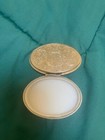 Vintage Trinket Box   Pill Box Cherub Angel Motif Gold Tone Trim