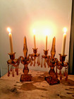 A Very Rare Pair Of Victorian Gold Amber Candelabras - These Dismantle - Vgc