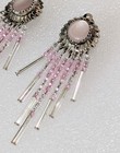 Vtg Navajo Sterling Silver Pink Mother Of Pearl Beaded 2 5  Clip On Earrings 