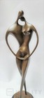 Vtg French Bronze Sculpture Embracing Lovers Couple Statue On Marble Signed Rare