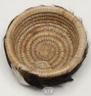 Small Pomo Feathered Basket By Enrique Arroyo      7 8  X 2 25 