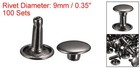 100 Sets Leather Rivets 9mm Double Cap Rivet 10mm Height Gun-black