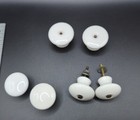 Lot Of 6 Vintage White Porcelain Cabinet Drawer Knobs Assorted Sizes