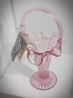 Fenton Dusty Rose 9 5    Glass Basket With Twisted Handle