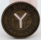 Vintage New York City Subway Token Small  y  Cut    circa 1960   s