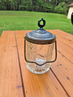 Antique Vintage Diamond Cut Glass And Bronze Apothecary Powder Vanity Jar