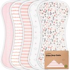 Organic Baby Burp Cloths 5-pack  Soft Cotton Rags For Boys   Girls  Sweet Charm