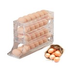 Auto Rolling Egg Holder Storage Rack 4-tier Roll Down Refrigerator Egg Dispenser