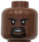 Lego New Minifigure Reddish Brown Head Black Goatee Black Eyebrows Part