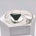 Vintage Sterling Silver 925 Black Onyx Modernist Hinged Statement Bracelet 7  
