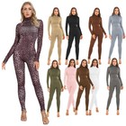 Womens Long Sleeve Mock Neck Bodysuit Jumpsuit Full Unitard Base Layer Romper