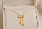 4ct Pear Cut Simulated Yellow Citrine diamond Art Necklace 14k Rose Gold Plated