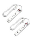 6-outlet Power Strip Surge Protector With 6ft Extension Cord  Flat Plug  Wall Mo