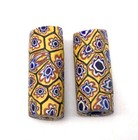 3 Old Venetian Antique Mustard W Blue Eyes Millefiori African Glass Trade Beads