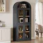 Arched Bookshelf W doors Farmhouse Bookcase 15 83  Depth Display Storage Shelves