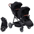 Tandem Stroller Double Bassinet Stroller Foldable Pushchair With Reversible Seat