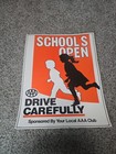 1980s School Open Drive Carefully Aaa Automobile Club  Cardboard Poster 22x17