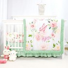 4-piece Crib Bedding Set  Baby Girl Crib Bedding Set Butterflies Pink Flower