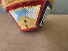 Vintage Needlepoint Pin Cushion Weighted Multi Colored   Designs Velvet Bottom