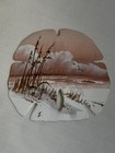 Pretty Hand Painted Sand Dollar With Beautiful Beach Scene Signed Z 4 5   x4 5   