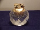 Vintage Round 3 5 In Crystal Coffee Table Gas Cigarette Lighter Gold Top
