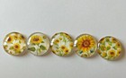 Sunflower Round Glass Tile Refrigerator Magnets - Set Of 5