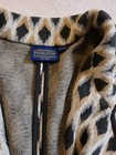 Pendleton 100  Cotton Knit Jacket Geo Pattern Collar Button Blazer Sz L Womens