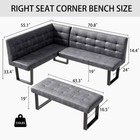 Jiexi 2-piece L-shaped Corner Bench Set vintage Fabric Upholstered Corner Sofa